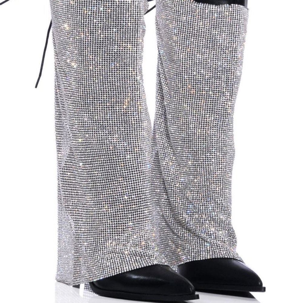 AZALEA WANG " TAKE COVER " EMBELLISHED STILETTO BOOT / BLACK (BRAND NEW !!!! - Picture 1 of 10